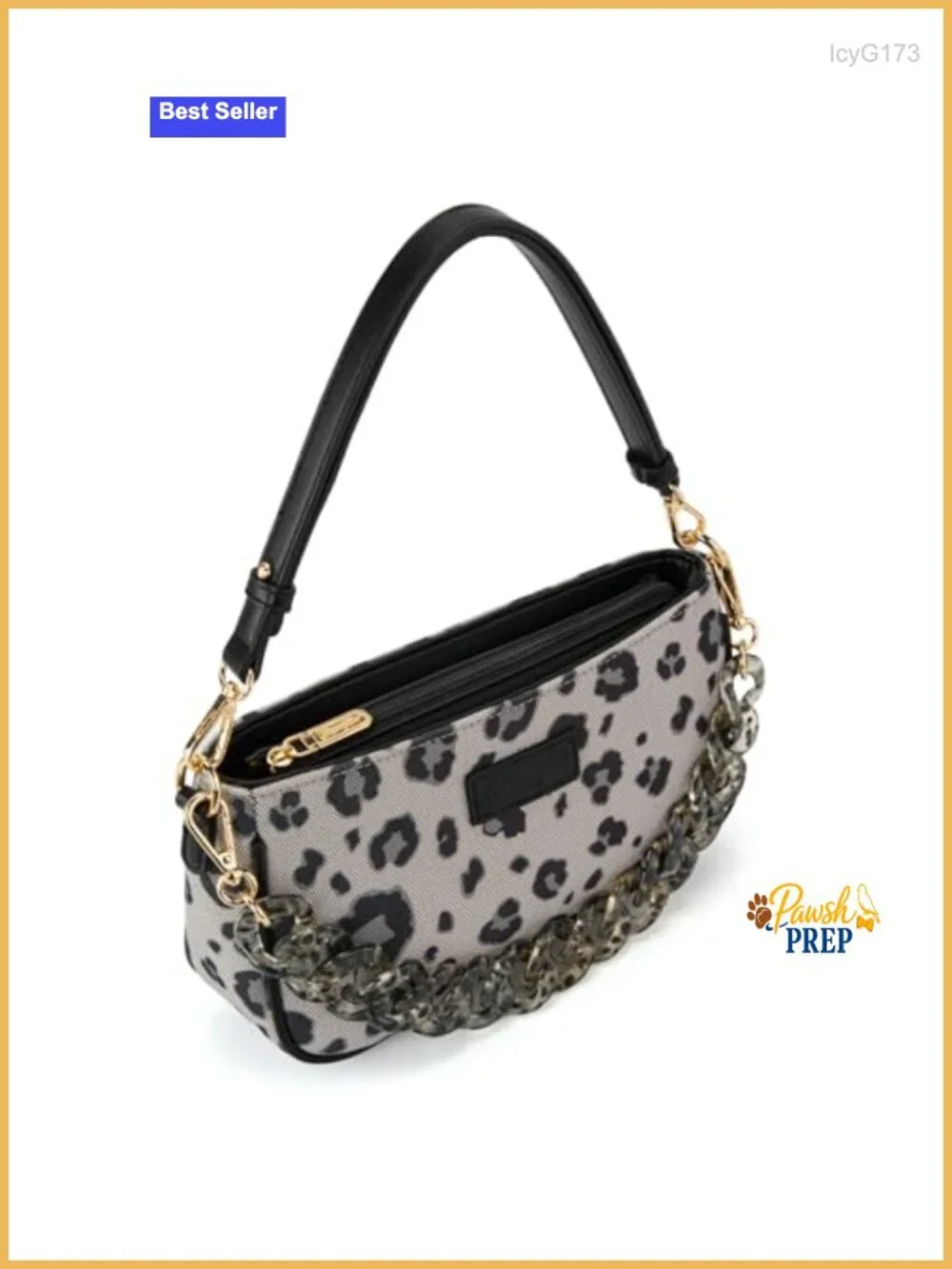 Wrangler Cheetah Print Hobo Bag with Leather & Acrylic Straps Faux Leather